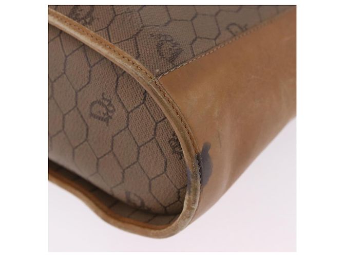 Borsa a tracolla Christian Dior Honeycomb Canvas PVC Beige Gold Auth 203461 D'oro - vista 23
