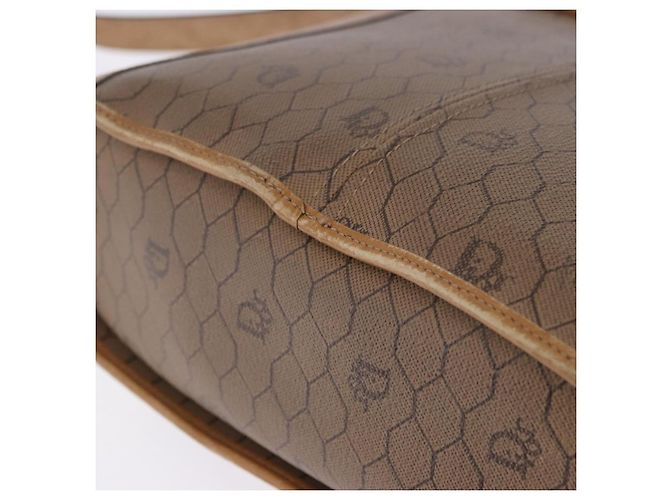 Borsa a tracolla Christian Dior Honeycomb Canvas PVC Beige Gold Auth 203461 D'oro - vista 24
