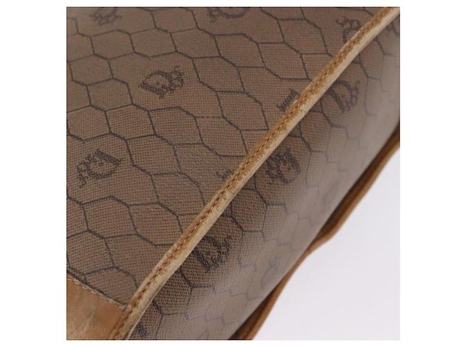 Borsa a tracolla Christian Dior Honeycomb Canvas PVC Beige Gold Auth 203461 D'oro - vista 25