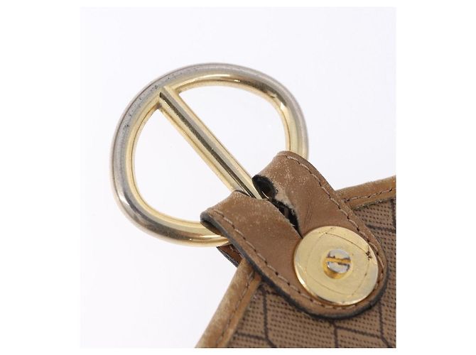 Borsa a tracolla Christian Dior Honeycomb Canvas PVC Beige Gold Auth 203461 D'oro - vista 28