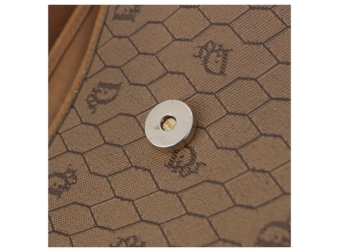 Borsa a tracolla Christian Dior Honeycomb Canvas PVC Beige Gold Auth 203461 D'oro - vista 29