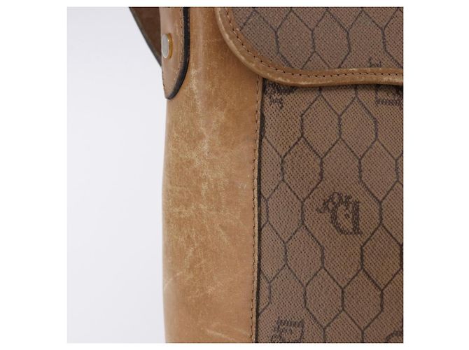 Borsa a tracolla Christian Dior Honeycomb Canvas PVC Beige Gold Auth 203461 D'oro - vista 3