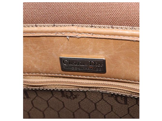 Borsa a tracolla Christian Dior Honeycomb Canvas PVC Beige Gold Auth 203461 D'oro - vista 30
