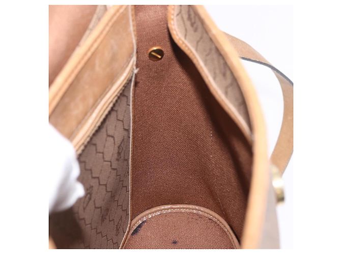 Borsa a tracolla Christian Dior Honeycomb Canvas PVC Beige Gold Auth 203461 D'oro - vista 33