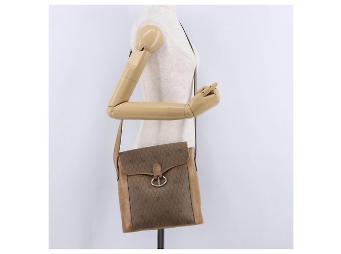 Borsa a tracolla Christian Dior Honeycomb Canvas PVC Beige Gold Auth 203461 D'oro - vista 37