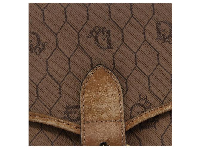 Borsa a tracolla Christian Dior Honeycomb Canvas PVC Beige Gold Auth 203461 D'oro - vista 4