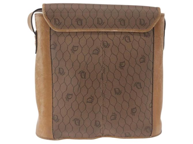 Borsa a tracolla Christian Dior Honeycomb Canvas PVC Beige Gold Auth 203461 D'oro - vista 5