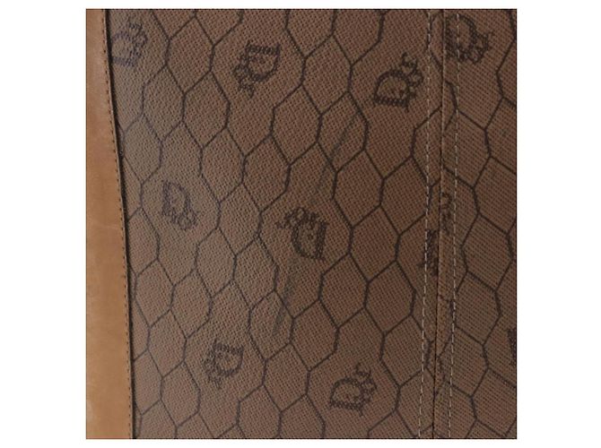 Borsa a tracolla Christian Dior Honeycomb Canvas PVC Beige Gold Auth 203461 D'oro - vista 6