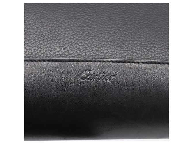 Borsa a pochette CARTIER in pelle nera e argento Auth am12649A Nero - vista 14