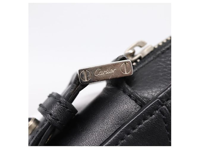 Borsa a pochette CARTIER in pelle nera e argento Auth am12649A Nero - vista 15