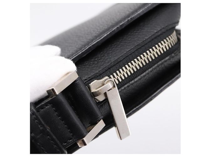 Borsa a pochette CARTIER in pelle nera e argento Auth am12649A Nero - vista 16
