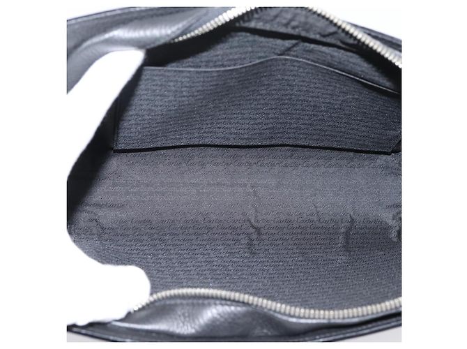 Borsa a pochette CARTIER in pelle nera e argento Auth am12649A Nero - vista 17
