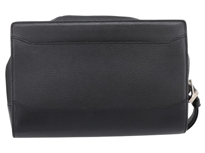 Borsa a pochette CARTIER in pelle nera e argento Auth am12649A Nero - vista 3