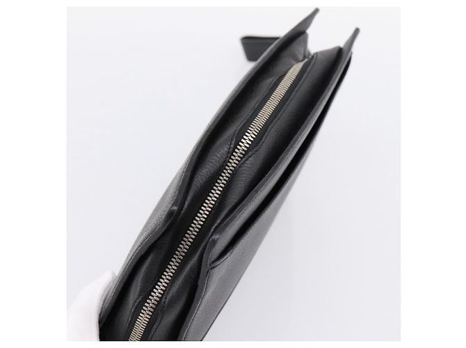Borsa a pochette CARTIER in pelle nera e argento Auth am12649A Nero - vista 6