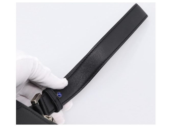 Borsa a pochette CARTIER in pelle nera e argento Auth am12649A Nero - vista 7