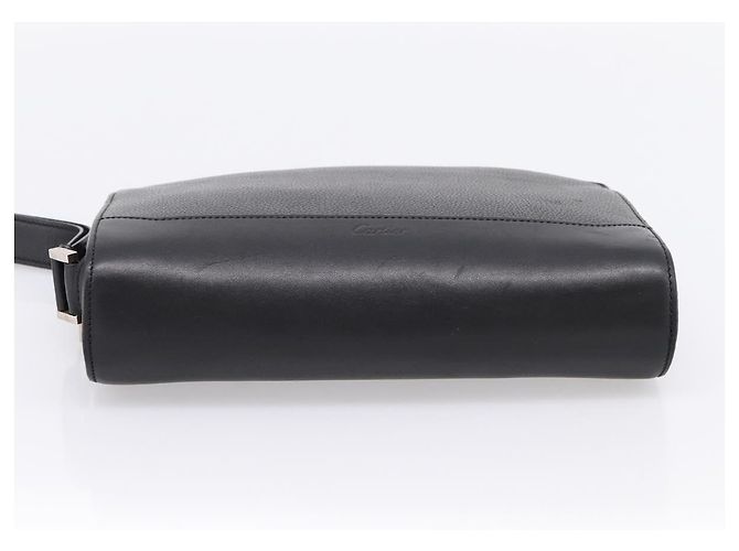Borsa a pochette CARTIER in pelle nera e argento Auth am12649A Nero - vista 9