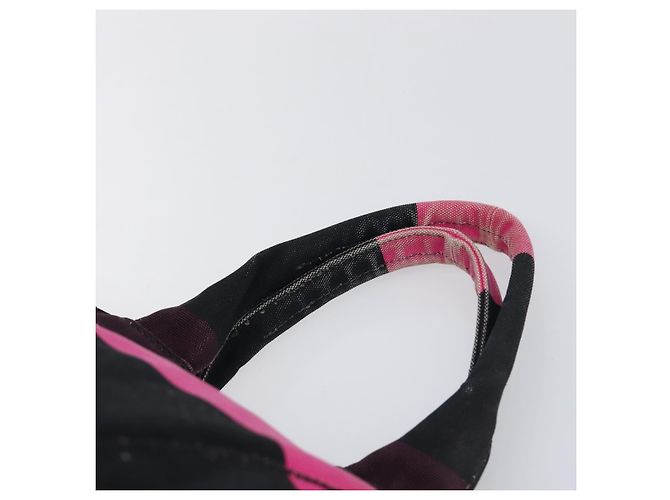 Borsa PRADA Canapa GM Canvas Nero Rosa Auth 201284 - vista 14