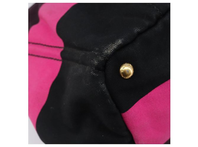 Borsa PRADA Canapa GM Canvas Nero Rosa Auth 201284 - vista 15