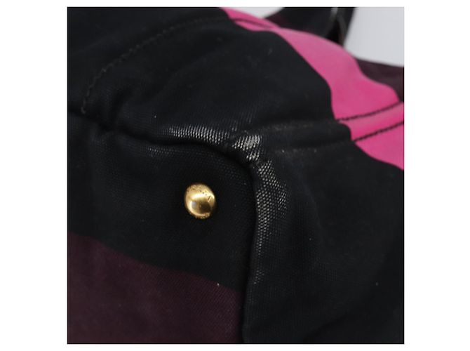 Borsa PRADA Canapa GM Canvas Nero Rosa Auth 201284 - vista 16