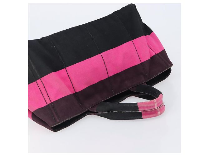 Borsa PRADA Canapa GM Canvas Nero Rosa Auth 201284 - vista 6
