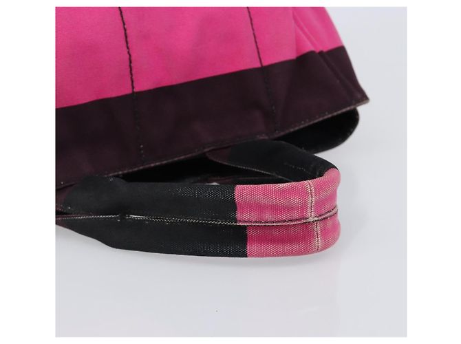 Borsa PRADA Canapa GM Canvas Nero Rosa Auth 201284 - vista 7