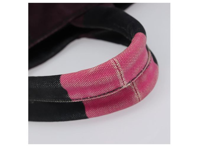 Borsa PRADA Canapa GM Canvas Nero Rosa Auth 201284 - vista 8