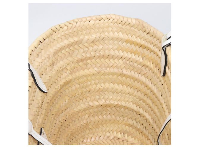 Borsa Tote PRADA in palma intrecciata Raffia Beige Auth 203649M - vista 19