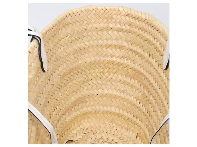 Borsa Tote PRADA in palma intrecciata Raffia Beige Auth 203649M - vista 20