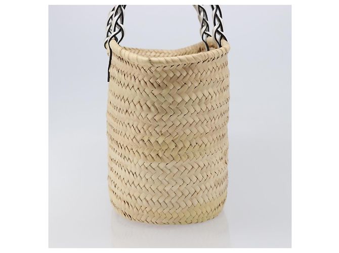 Borsa Tote PRADA in palma intrecciata Raffia Beige Auth 203649M - vista 3