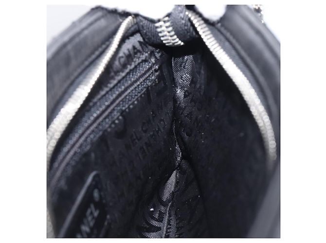 Borsa CHANEL Choco Bar linea COCO Mark Chain Bag in pelle nera e argento CC Auth 203211V Nero - vista 19