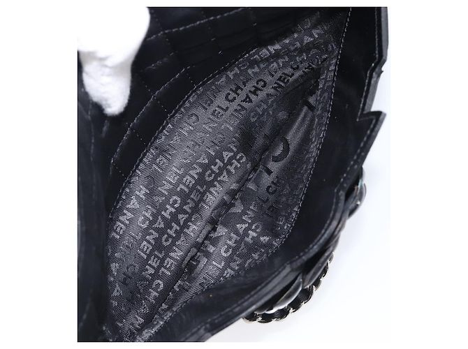 Borsa CHANEL Choco Bar linea COCO Mark Chain Bag in pelle nera e argento CC Auth 203211V Nero - vista 23