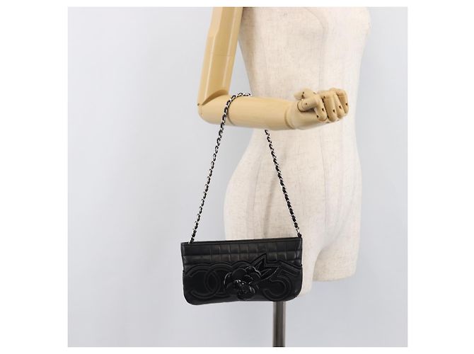 Borsa CHANEL Choco Bar linea COCO Mark Chain Bag in pelle nera e argento CC Auth 203211V Nero - vista 26