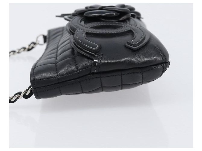 Borsa CHANEL Choco Bar linea COCO Mark Chain Bag in pelle nera e argento CC Auth 203211V Nero - vista 5