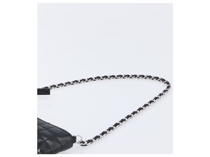 Borsa CHANEL Choco Bar linea COCO Mark Chain Bag in pelle nera e argento CC Auth 203211V Nero - vista 8