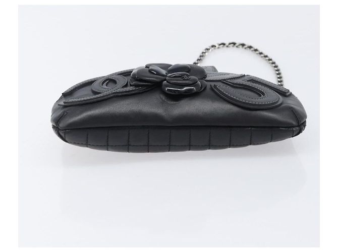 Borsa CHANEL Choco Bar linea COCO Mark Chain Bag in pelle nera e argento CC Auth 203211V Nero - vista 9