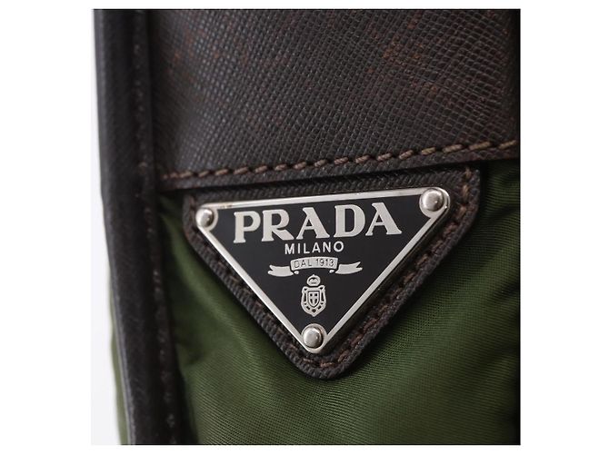 PRADA Schultertasche Nylon Khaki Silver Auth mr2884 Silber - Ansicht 24