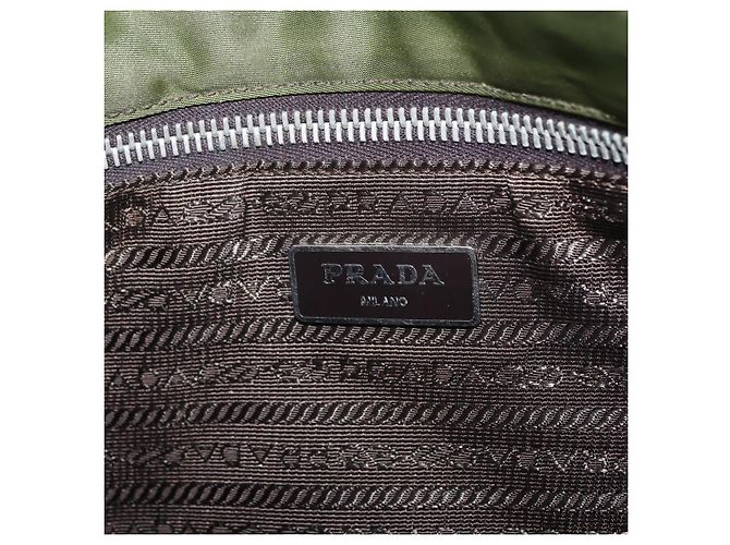 PRADA Schultertasche Nylon Khaki Silver Auth mr2884 Silber - Ansicht 30