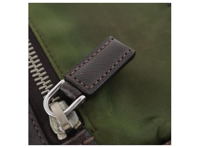 PRADA Schultertasche Nylon Khaki Silver Auth mr2884 Silber - Ansicht 36