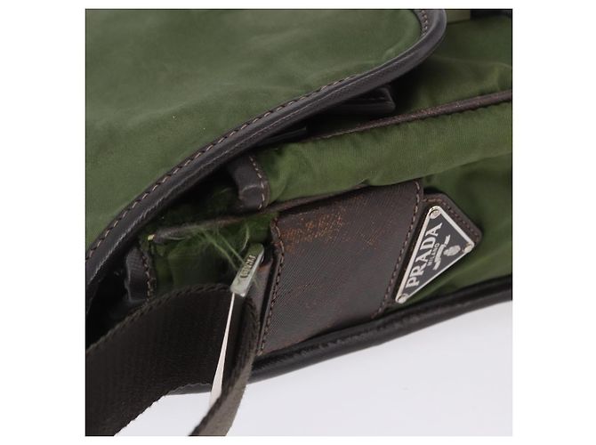 PRADA Schultertasche Nylon Khaki Silver Auth mr2884 Silber - Ansicht 7