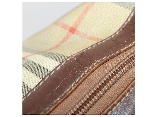 Bolsa Boston Burberrys Nova Check PVC Beige Gold Auth bs36905 Bege Dourado - vista 11