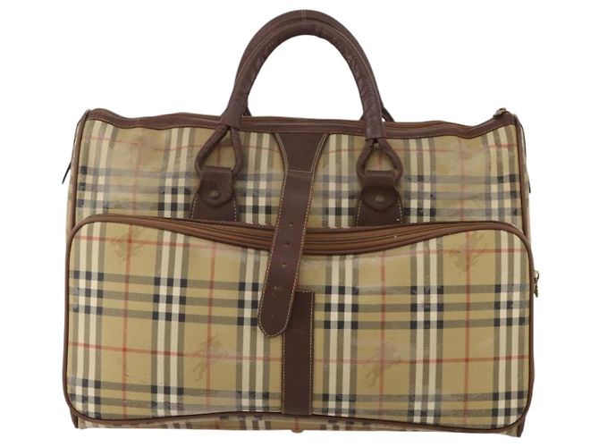 Bolsa Boston Burberrys Nova Check PVC Beige Gold Auth bs36905 Bege Dourado - vista 13