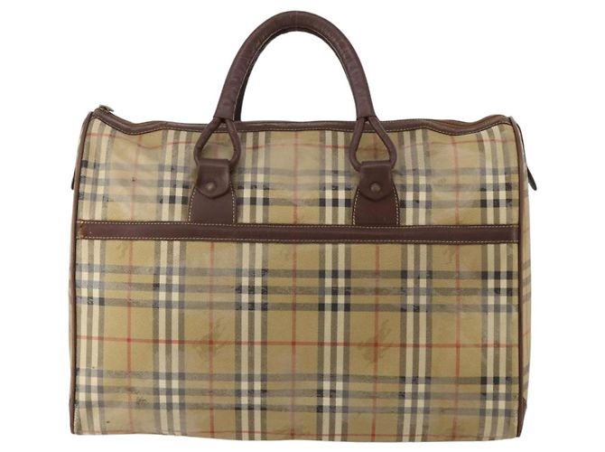 Bolsa Boston Burberrys Nova Check PVC Beige Gold Auth bs36905 Bege Dourado - vista 2