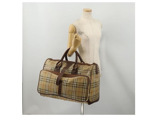 Bolsa Boston Burberrys Nova Check PVC Beige Gold Auth bs36905 Bege Dourado - vista 24