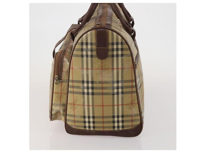 Bolsa Boston Burberrys Nova Check PVC Beige Gold Auth bs36905 Bege Dourado - vista 3