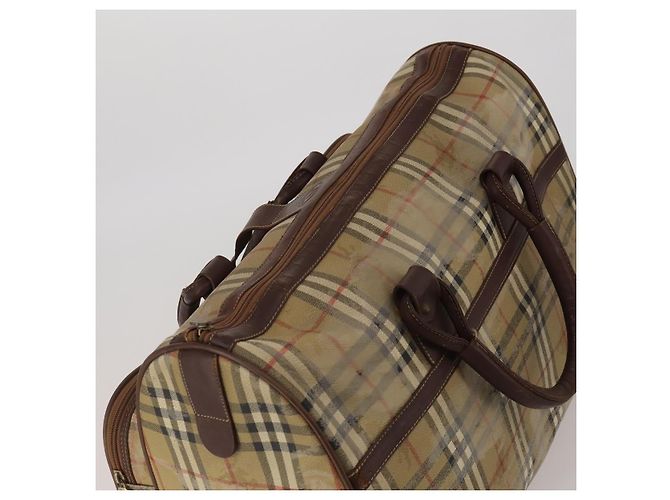 Bolsa Boston Burberrys Nova Check PVC Beige Gold Auth bs36905 Bege Dourado - vista 6