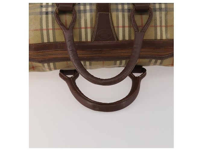 Bolsa Boston Burberrys Nova Check PVC Beige Gold Auth bs36905 Bege Dourado - vista 7