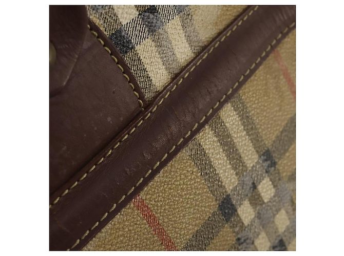 Bolsa Boston Burberrys Nova Check PVC Beige Gold Auth bs36905 Bege Dourado - vista 9