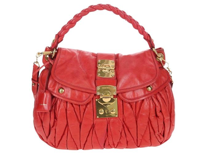 Borsa a mano Miu Miu in pelle 2way rossa tono oro Auth 167603V Rosso - vista 13