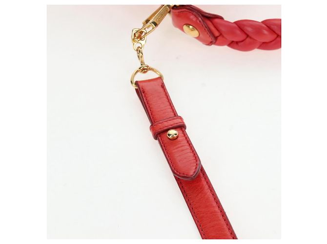 Borsa a mano Miu Miu in pelle 2way rossa tono oro Auth 167603V Rosso - vista 15