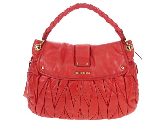 Borsa a mano Miu Miu in pelle 2way rossa tono oro Auth 167603V Rosso - vista 2